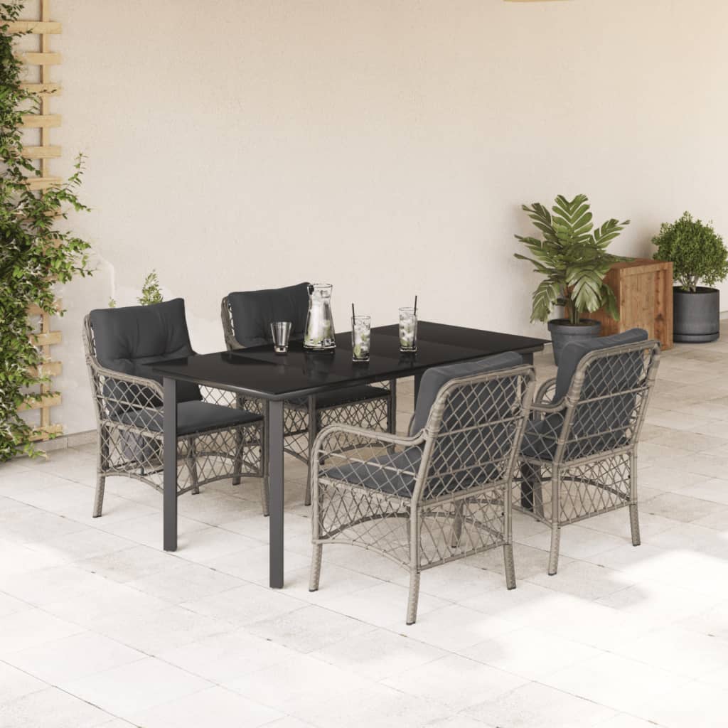 Set Mobilier De Grădină Cu Perne, 5 Piese Gri Deschis Poliratan
