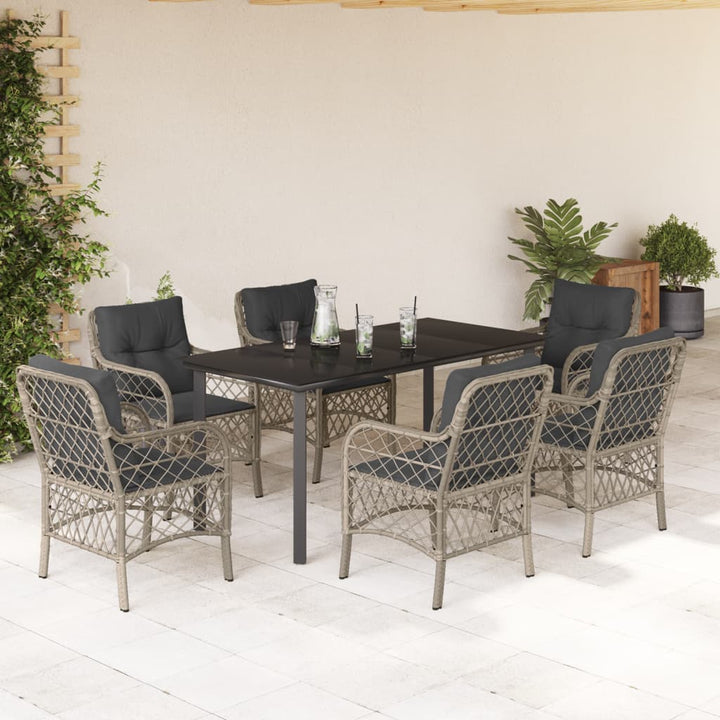Set Mobilier De Grădină Cu Perne, 5 Piese Gri Deschis Poliratan