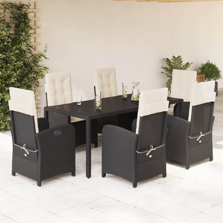 Set Mobilier De Grădină Cu Perne, 5 Piese, Negru, Poliratan Negru Și Crem