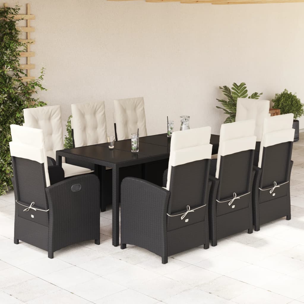Set Mobilier De Grădină Cu Perne, 5 Piese, Negru, Poliratan Negru Și Crem