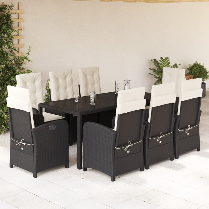 Set Mobilier De Grădină Cu Perne, 5 Piese, Negru, Poliratan Negru Și Crem