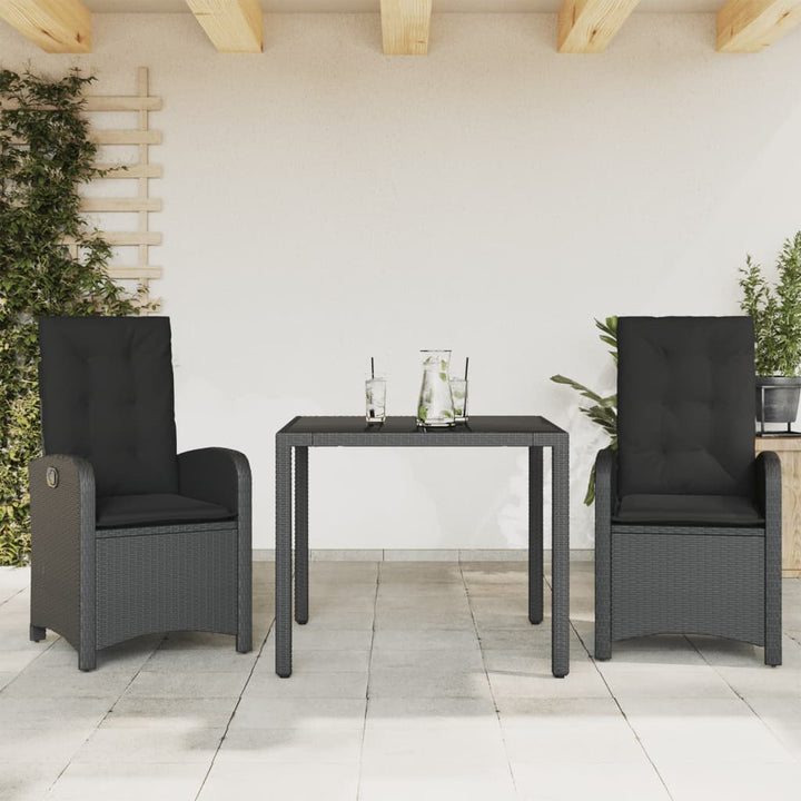 Set Mobilier De Grădină Cu Perne, 9 Piese, , Poliratan Negru