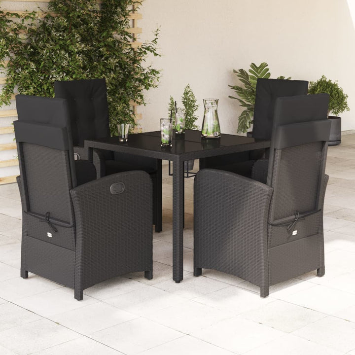 Set Mobilier De Grădină Cu Perne, 9 Piese, , Poliratan Negru