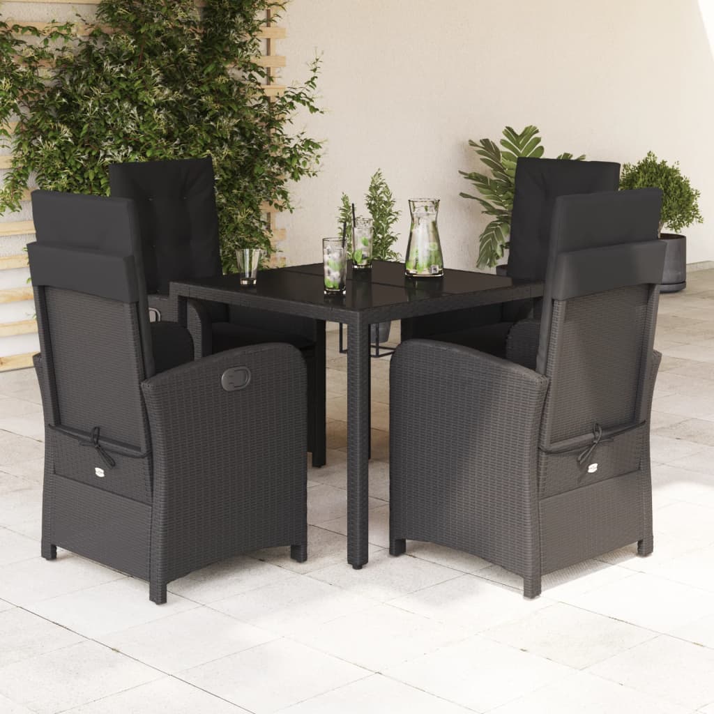 Set Mobilier De Grădină Cu Perne, 9 Piese, , Poliratan Negru