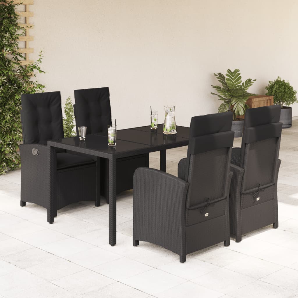 Set Mobilier De Grădină Cu Perne, 9 Piese, , Poliratan Negru