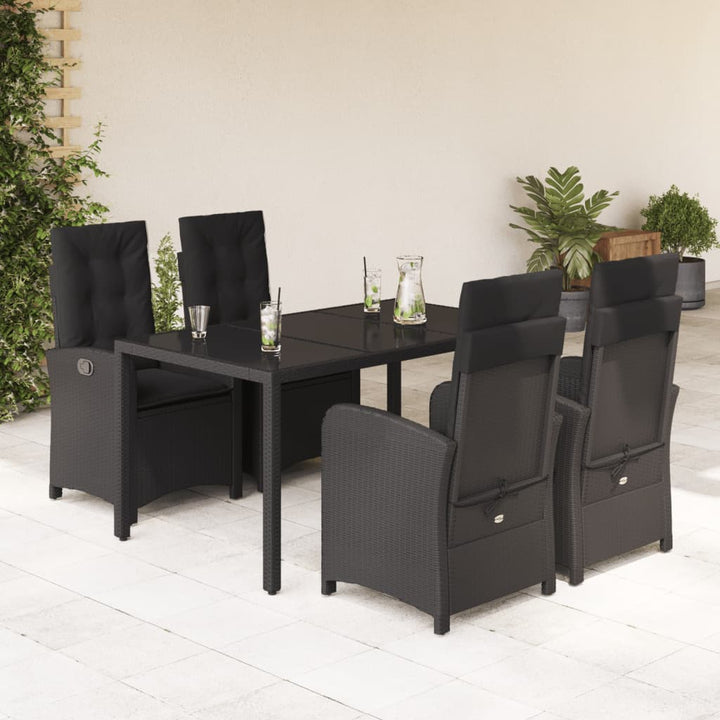 Set Mobilier De Grădină Cu Perne, 9 Piese, , Poliratan Negru