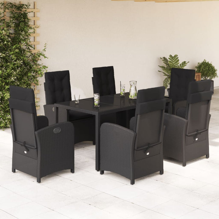 Set Mobilier De Grădină Cu Perne, 9 Piese, , Poliratan Negru