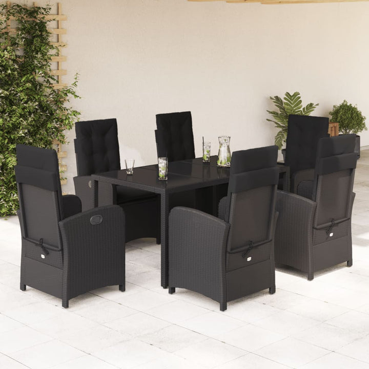 Set Mobilier De Grădină Cu Perne, 9 Piese, , Poliratan Negru