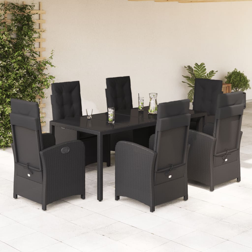 Set Mobilier De Grădină Cu Perne, 9 Piese, , Poliratan Negru