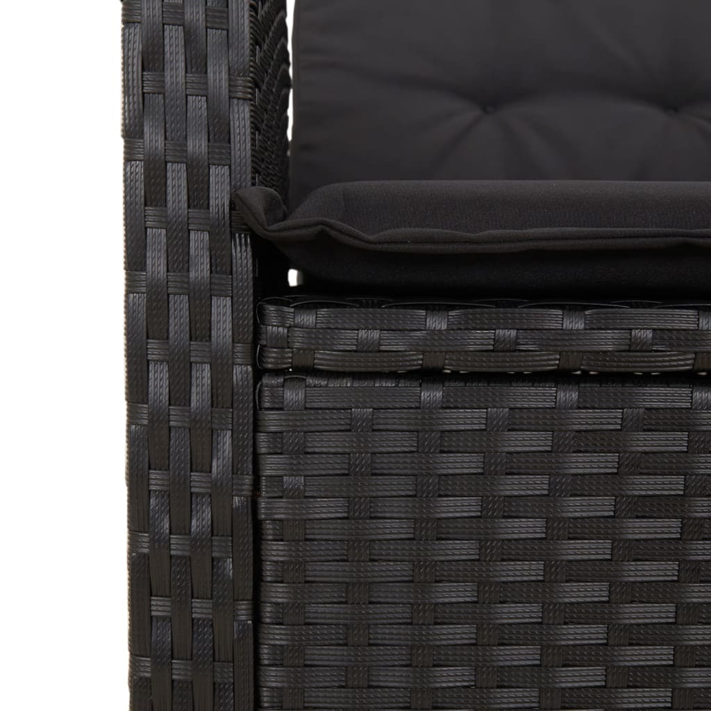Set Mobilier De Grădină Cu Perne, 9 Piese, , Poliratan Negru