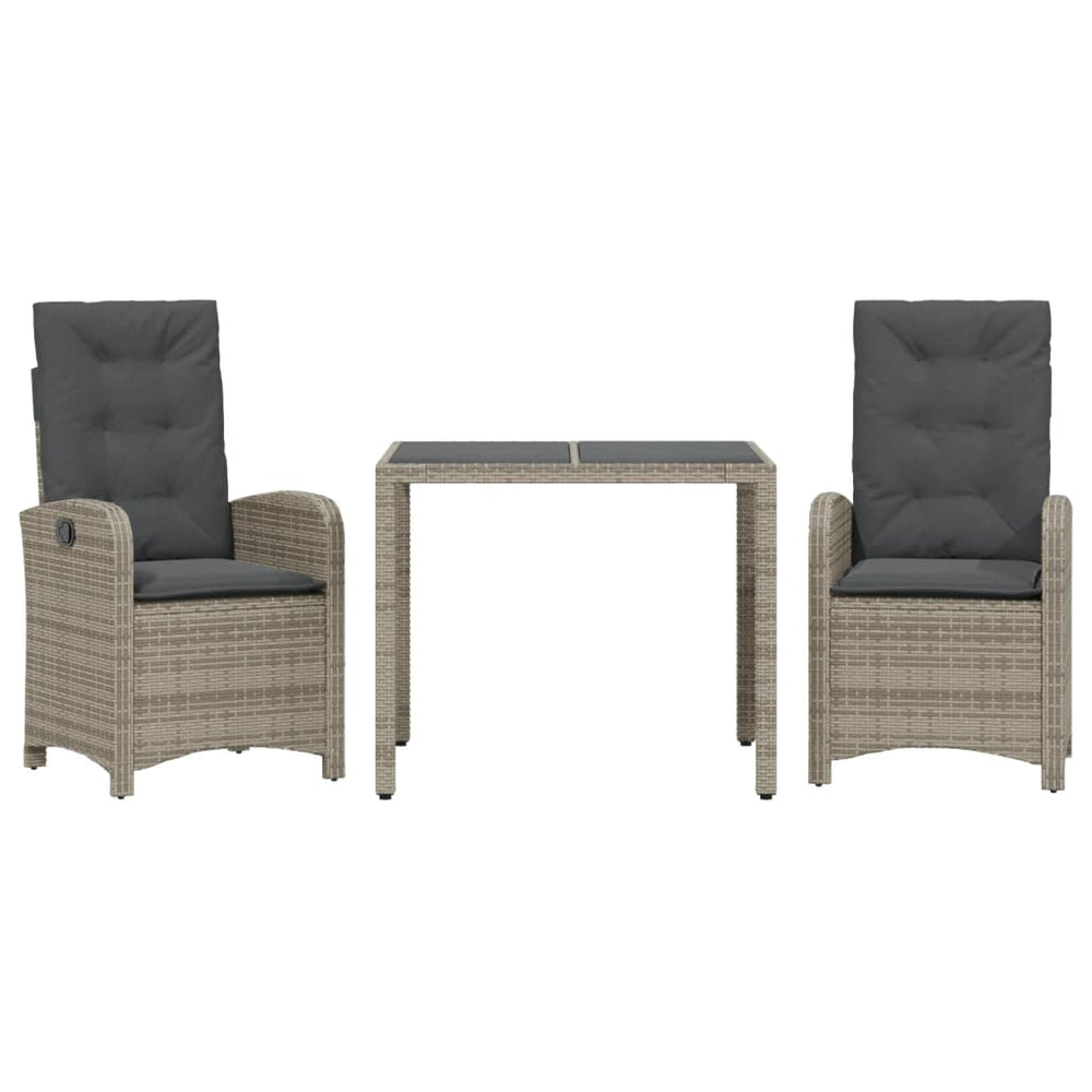 Set Mobilier De Grădină Cu Perne, 3 Piese, , Poliratan Gri