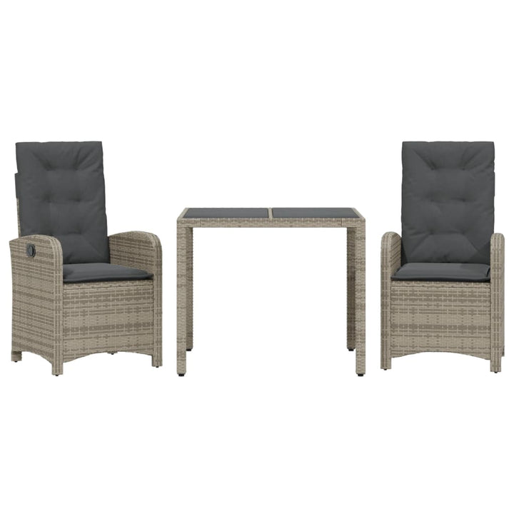 Set Mobilier De Grădină Cu Perne, 3 Piese, , Poliratan Gri