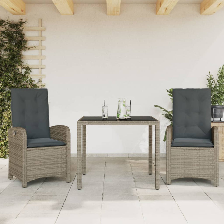 Set Mobilier De Grădină Cu Perne, 3 Piese, , Poliratan Gri