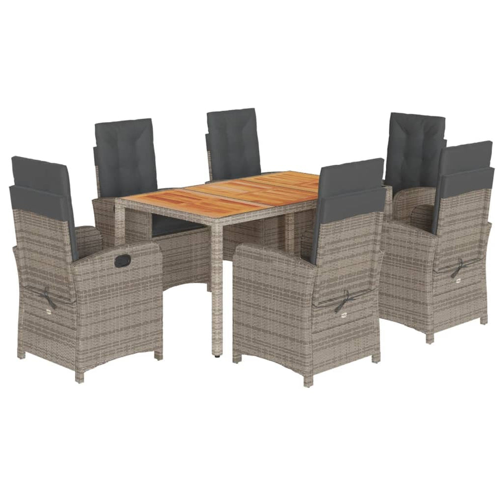 Set Mobilier De Grădină Cu Perne, 7 Piese, , Poliratan Gri