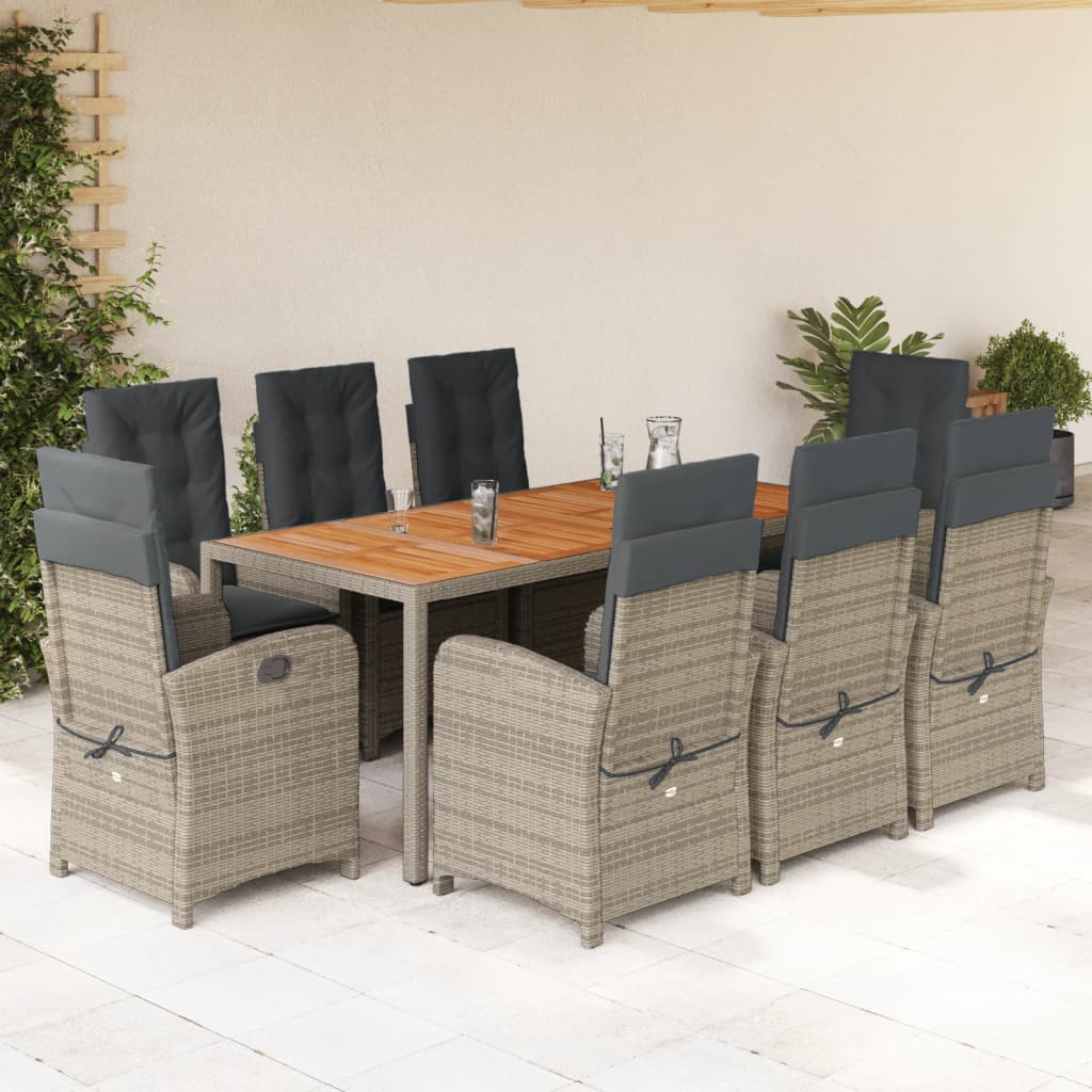 Set Mobilier De Grădină Cu Perne, 7 Piese, , Poliratan Gri
