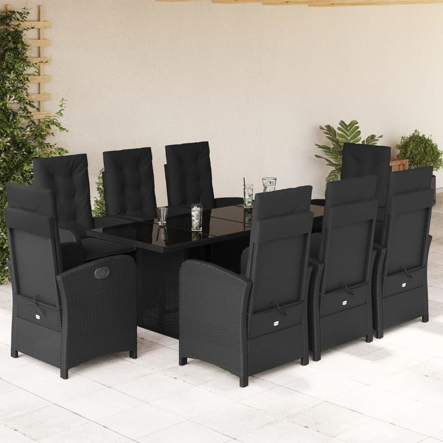 Set Mobilier De Grădină Cu Perne, 9 Piese, , Poliratan