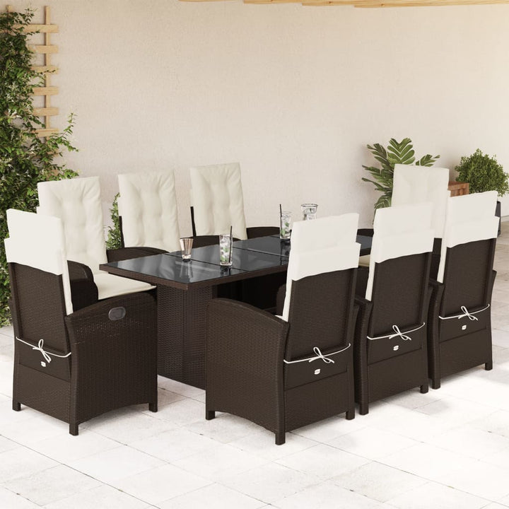Set Mobilier De Grădină Cu Perne, 9 Piese, , Poliratan