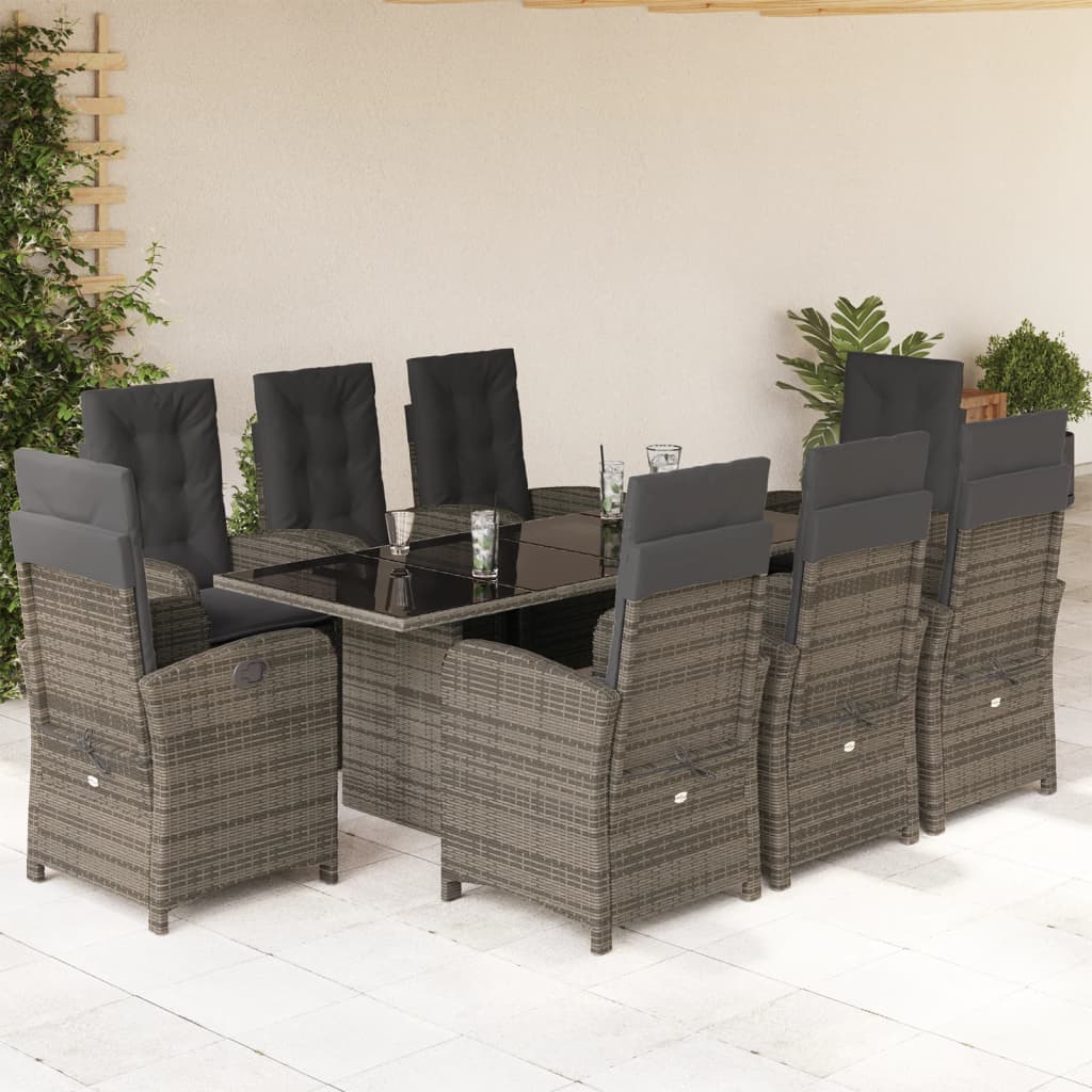 Set Mobilier De Grădină Cu Perne, 9 Piese, , Poliratan