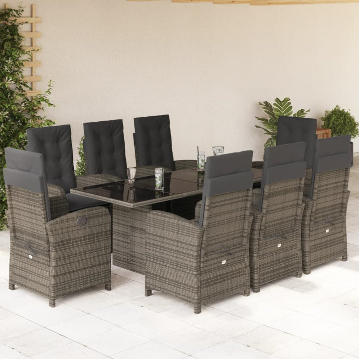 Set Mobilier De Grădină Cu Perne, 9 Piese, , Poliratan