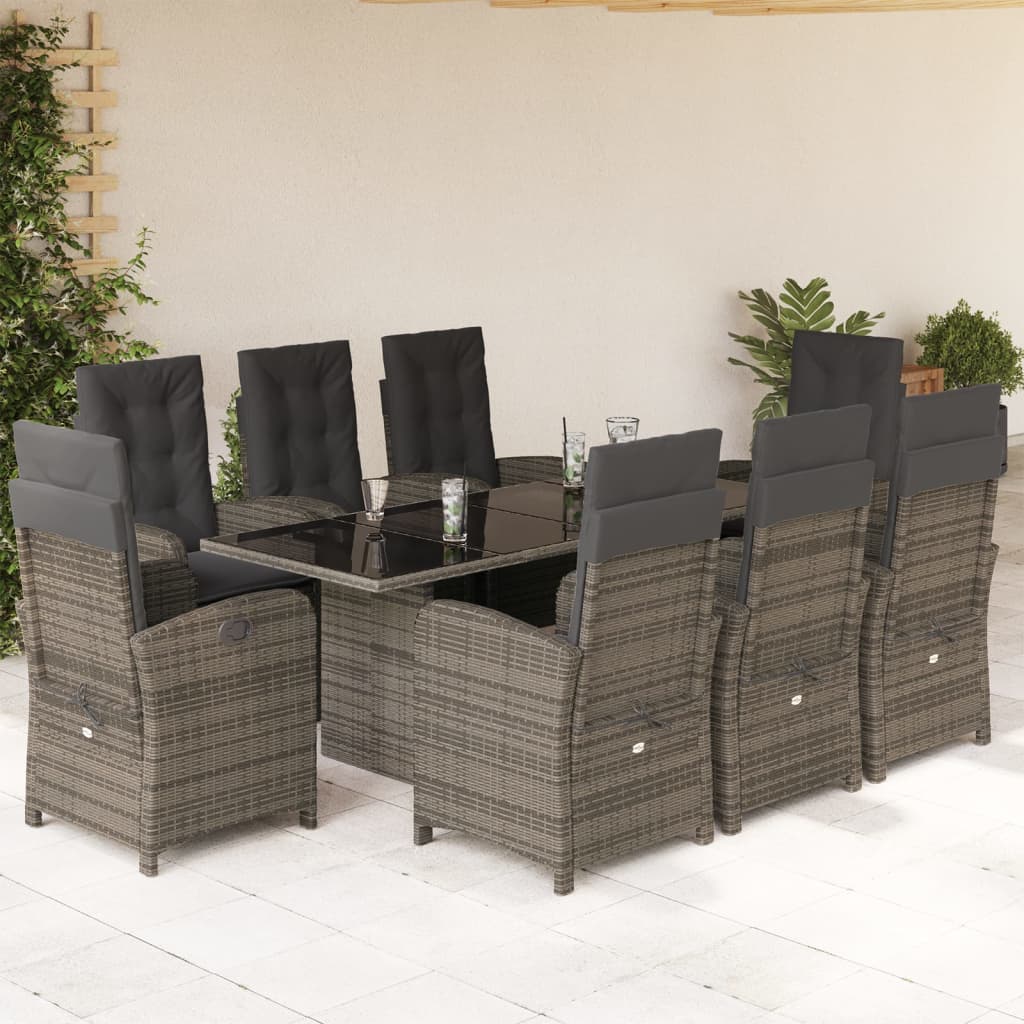 Set Mobilier De Grădină Cu Perne, 9 Piese, , Poliratan