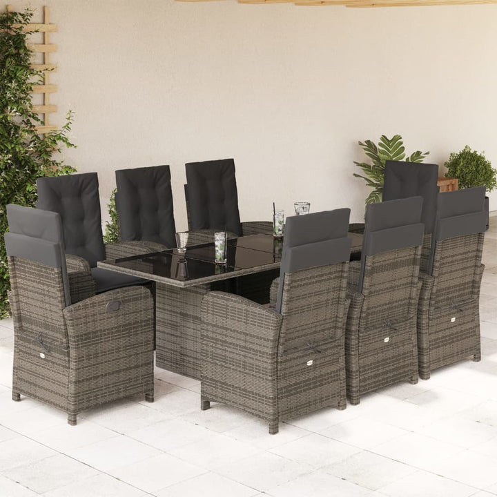 Set Mobilier De Grădină Cu Perne, 9 Piese, , Poliratan