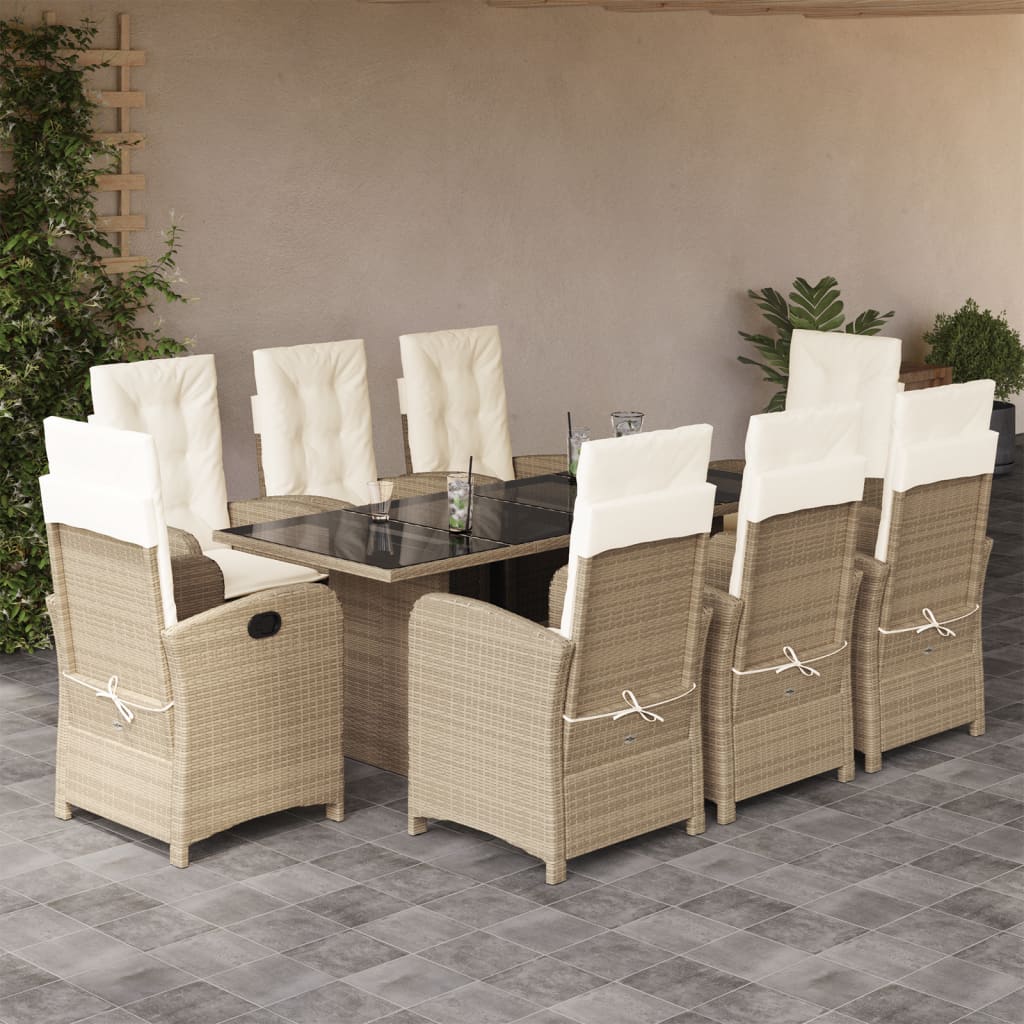Set Mobilier De Grădină Cu Perne, 9 Piese, , Poliratan