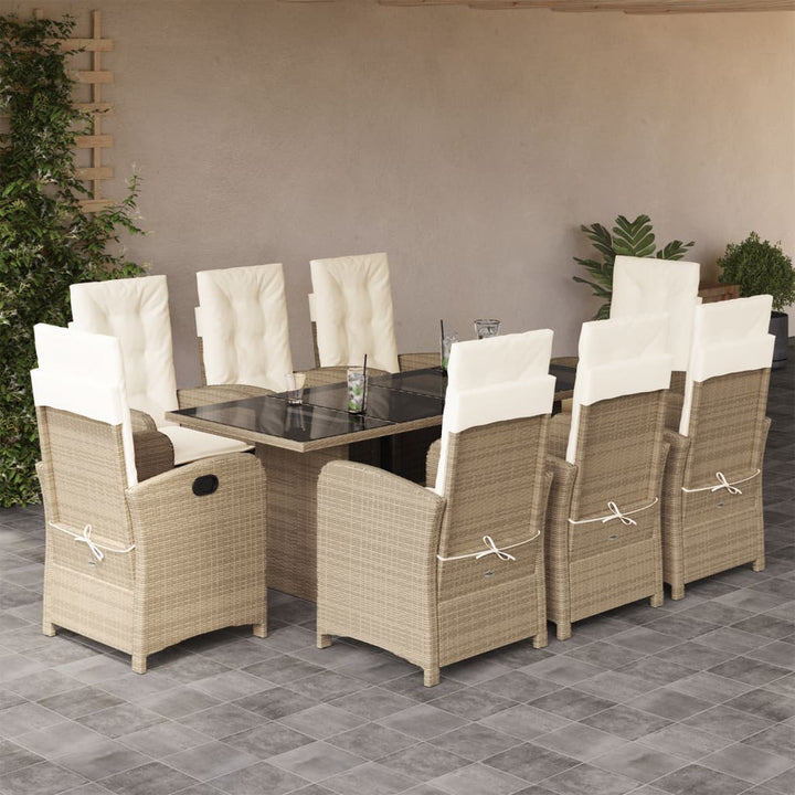 Set Mobilier De Grădină Cu Perne, 9 Piese, , Poliratan