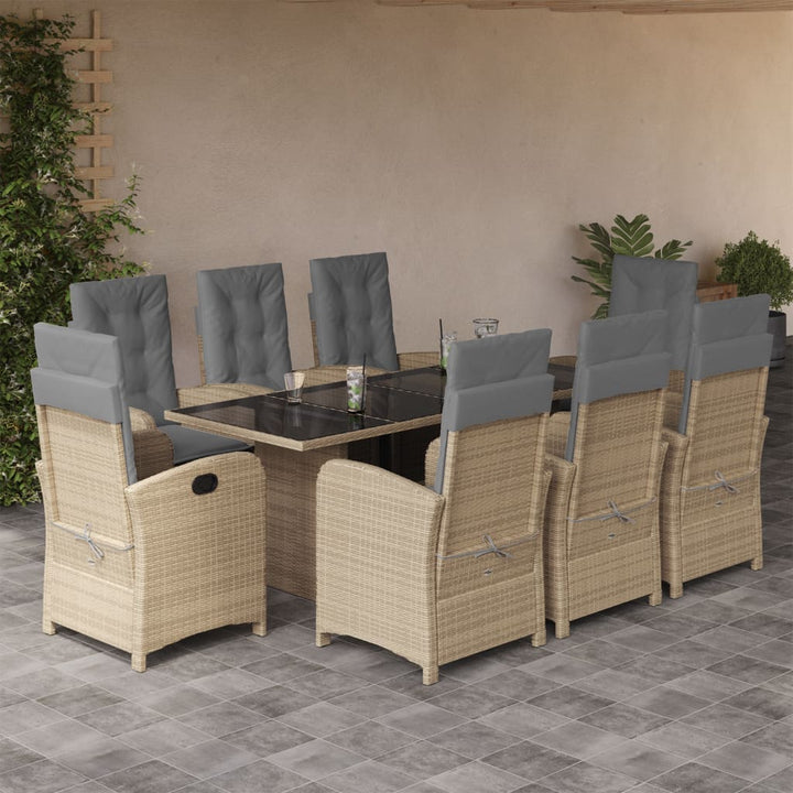 Set Mobilier De Grădină Cu Perne, 9 Piese, , Poliratan