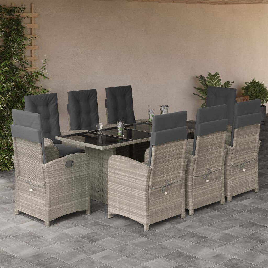 Set Mobilier De Grădină Cu Perne, 9 Piese, , Poliratan