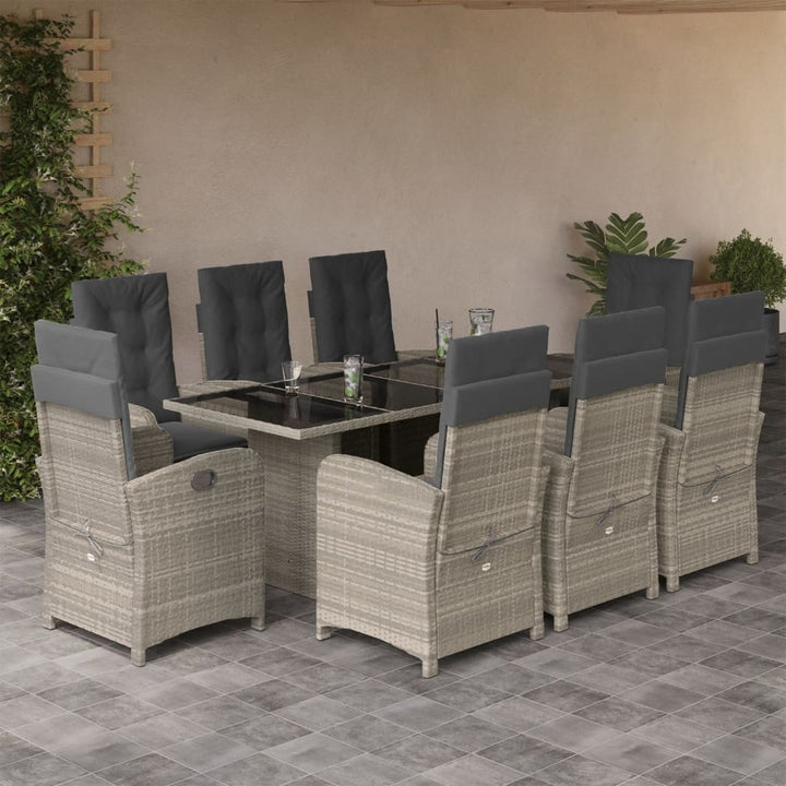 Set Mobilier De Grădină Cu Perne, 9 Piese, , Poliratan
