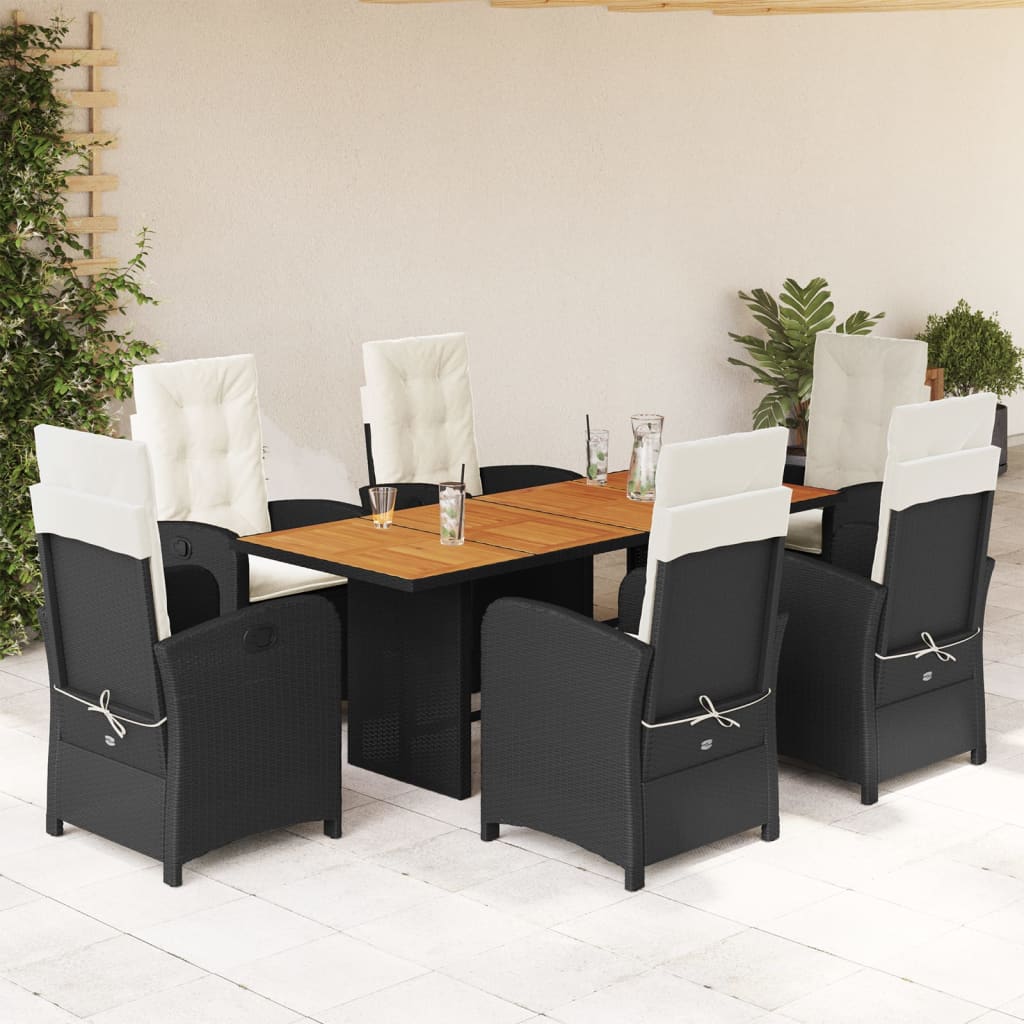 Set Mobilier De Grădină Cu Perne, 9 Piese, Negru, Poliratan