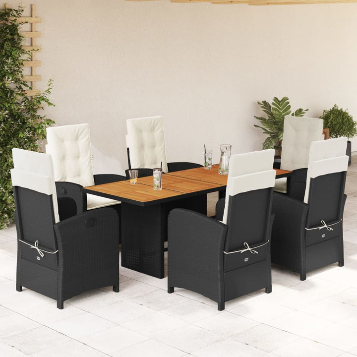 Set Mobilier De Grădină Cu Perne, 9 Piese, Negru, Poliratan