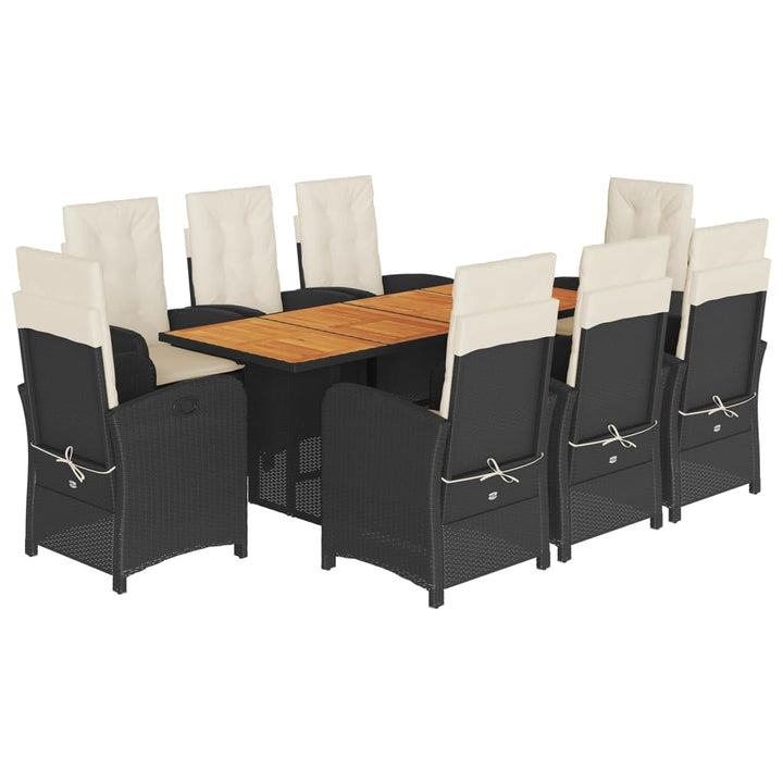 Set Mobilier De Grădină Cu Perne, 9 Piese, Negru, Poliratan