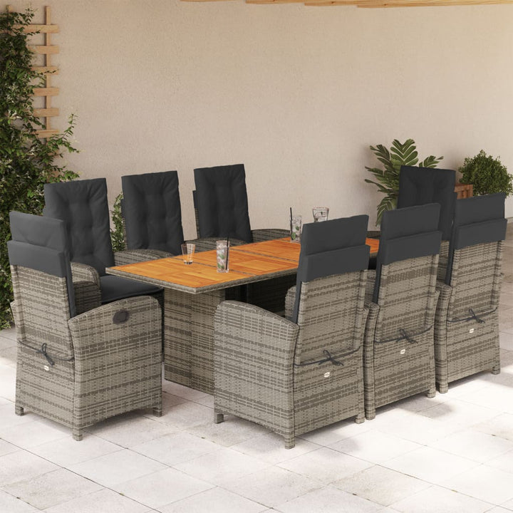 Set Mobilier De Grădină Cu Perne, 9 Piese, Negru, Poliratan