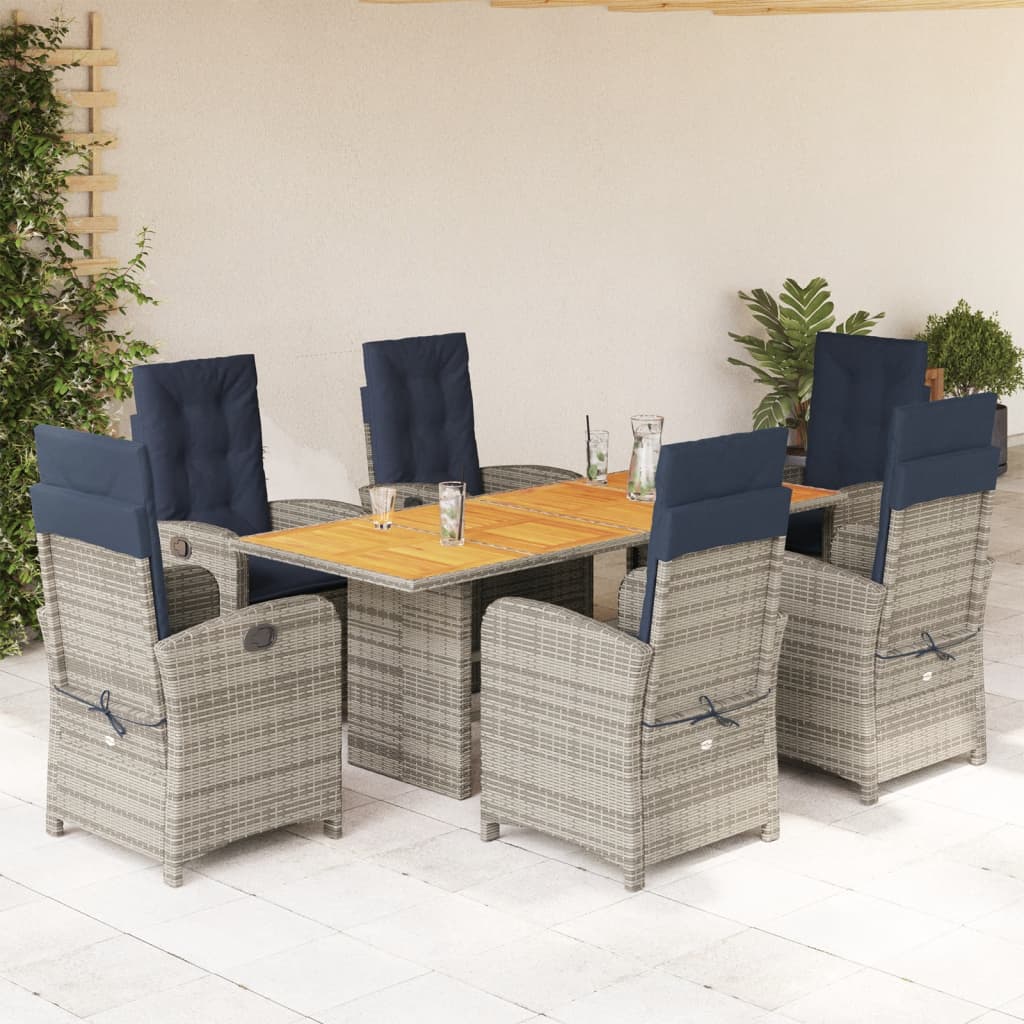 Set Mobilier De Grădină Cu Perne, 9 Piese, Negru, Poliratan