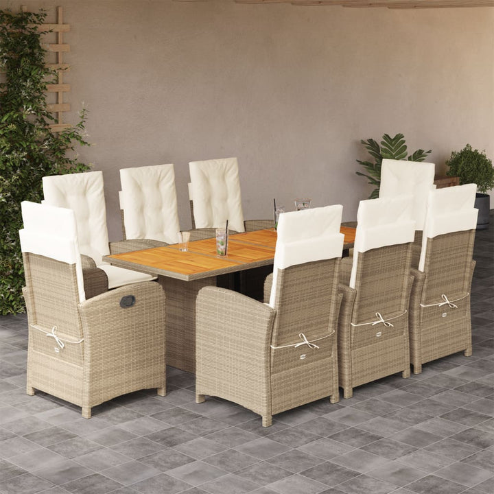 Set Mobilier De Grădină Cu Perne, 9 Piese, Negru, Poliratan
