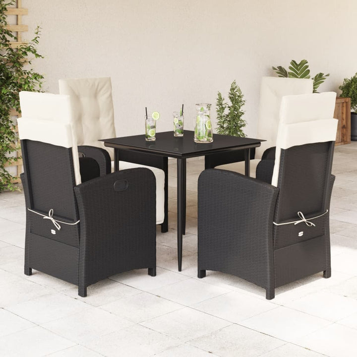 Set Mobilier De Grădină Cu Perne, 3 Piese, Negru, Poliratan