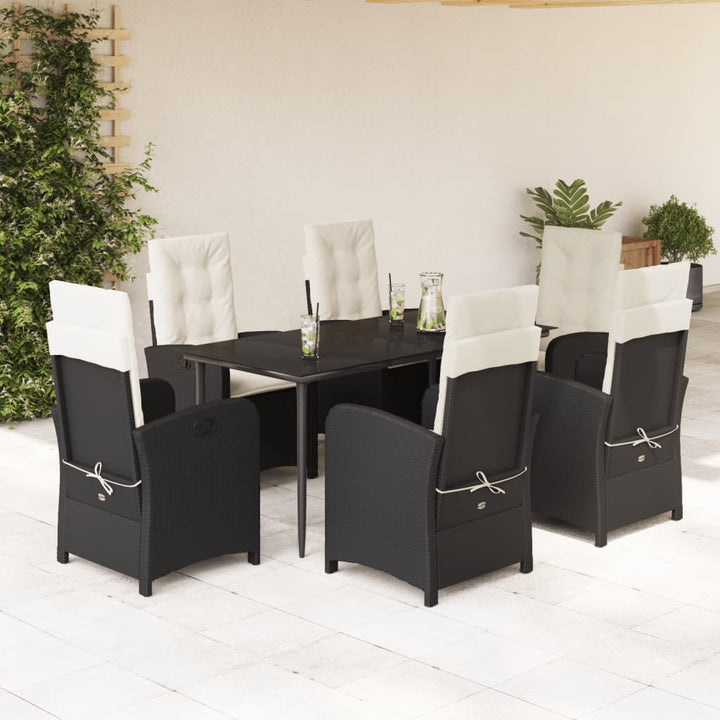 Set Mobilier De Grădină Cu Perne, 3 Piese, Negru, Poliratan