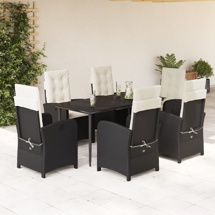 Set Mobilier De Grădină Cu Perne, 3 Piese, Negru, Poliratan