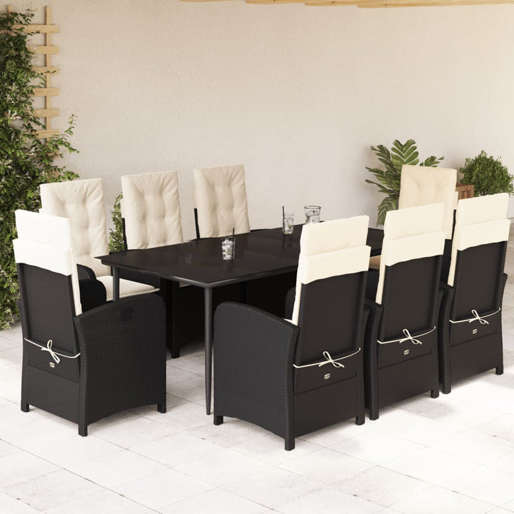 Set Mobilier De Grădină Cu Perne, 3 Piese, Negru, Poliratan