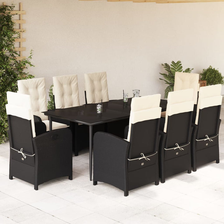 Set Mobilier De Grădină Cu Perne, 3 Piese, Negru, Poliratan