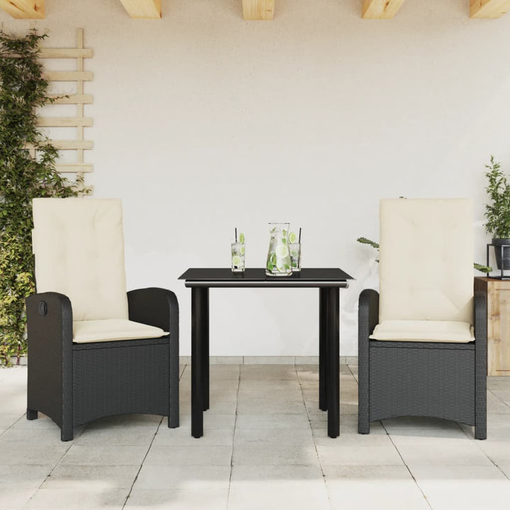 Set Mobilier De Grădină Cu Perne, 9 Piese, Negru, Poliratan