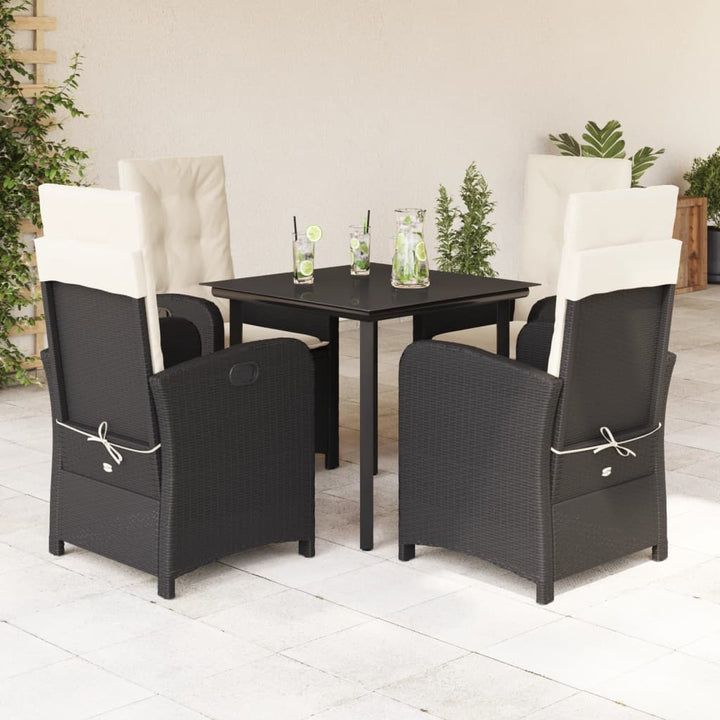 Set Mobilier De Grădină Cu Perne, 9 Piese, Negru, Poliratan