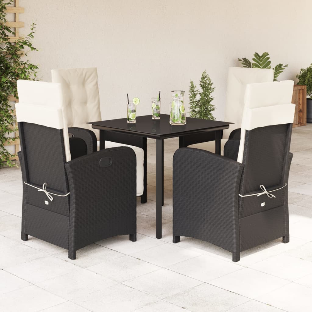 Set Mobilier De Grădină Cu Perne, 9 Piese, Negru, Poliratan