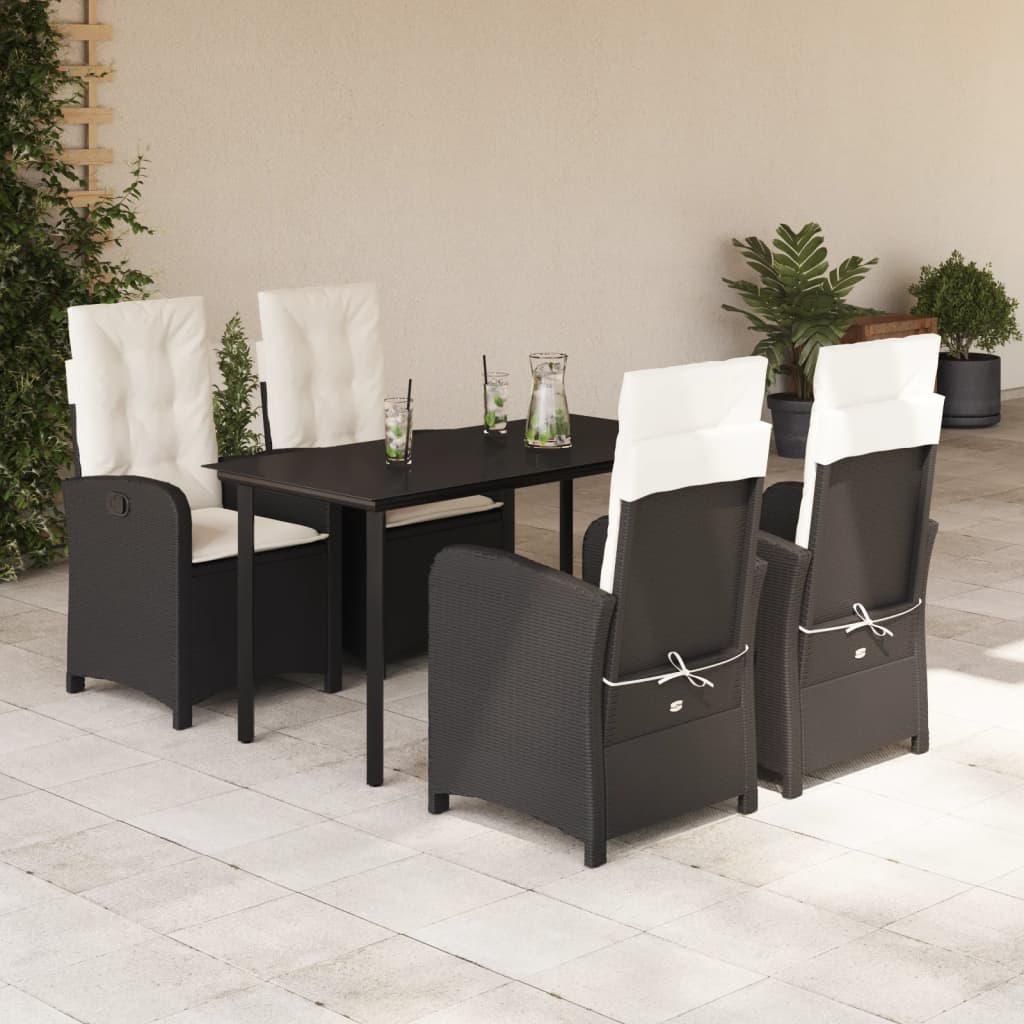 Set Mobilier De Grădină Cu Perne, 9 Piese, Negru, Poliratan