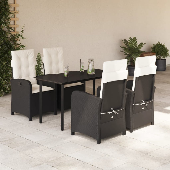 Set Mobilier De Grădină Cu Perne, 9 Piese, Negru, Poliratan