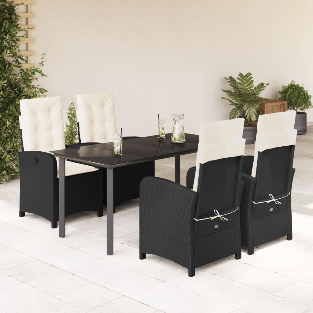 Set Mobilier De Grădină Cu Perne, 9 Piese, Negru, Poliratan