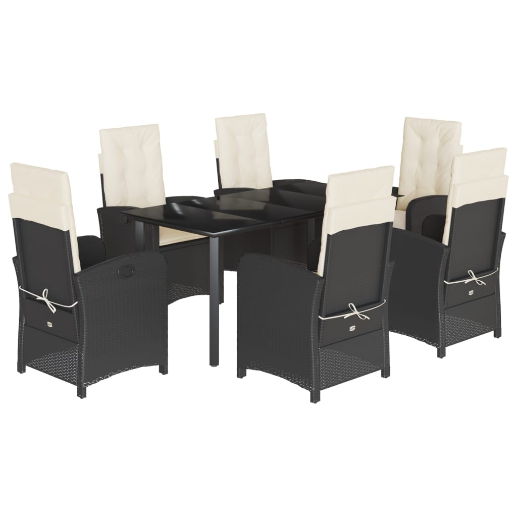 Set Mobilier De Grădină Cu Perne, 9 Piese, Negru, Poliratan