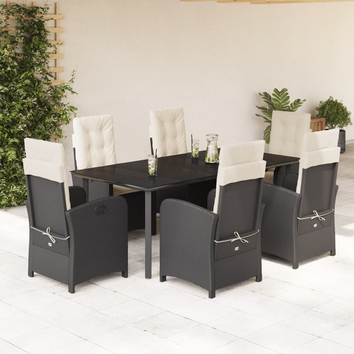 Set Mobilier De Grădină Cu Perne, 9 Piese, Negru, Poliratan