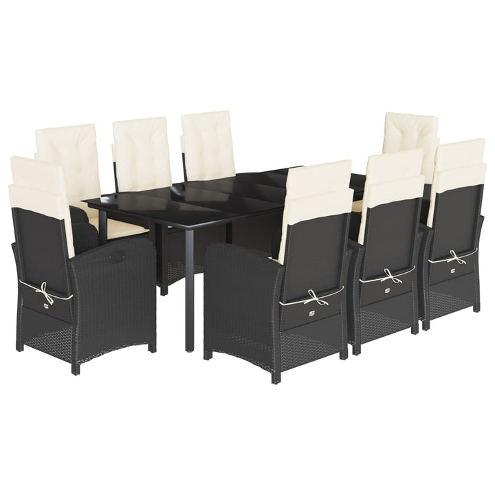 Set Mobilier De Grădină Cu Perne, 9 Piese, Negru, Poliratan